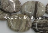 CSL06 15.5 inches 22*30mm oval silver leaf jasper beads wholesale