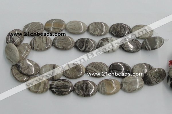 CSL06 15.5 inches 22*30mm oval silver leaf jasper beads wholesale