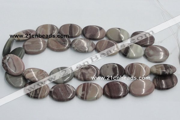 CSL07 15.5 inches 20*30mm oval silver leaf jasper beads wholesale