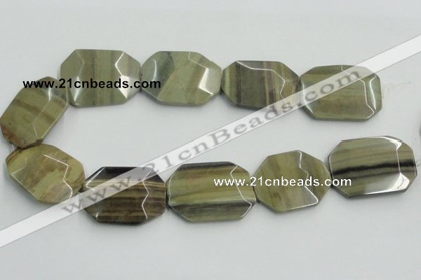 CSL08 15.5 inches 30*40mm octagonal silver leaf jasper beads wholesale