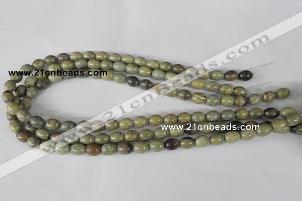 CSL103 15.5 inches 8*10mm rice silver leaf jasper beads wholesale