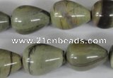CSL105 15.5 inches 15*20mm teardrop silver leaf jasper beads wholesale