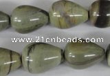 CSL105 15.5 inches 15*20mm teardrop silver leaf jasper beads wholesale