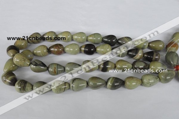 CSL105 15.5 inches 15*20mm teardrop silver leaf jasper beads wholesale