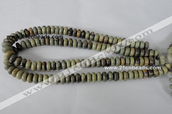 CSL109 15.5 inches 6*12mm rondelle silver leaf jasper beads wholesale