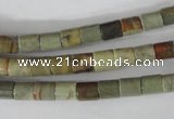 CSL111 15.5 inches 6*6mm column silver leaf jasper beads wholesale