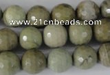 CSL112 15.5 inches 12mm faceted round silver leaf jasper beads