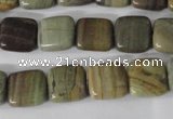 CSL118 15.5 inches 12*12mm square silver leaf jasper beads wholesale