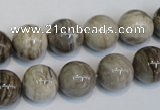 CSL12 15.5 inches 12mm round silver leaf jasper beads wholesale