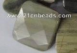 CSL122 15.5 inches 30*30mm faceted square silver leaf jasper beads