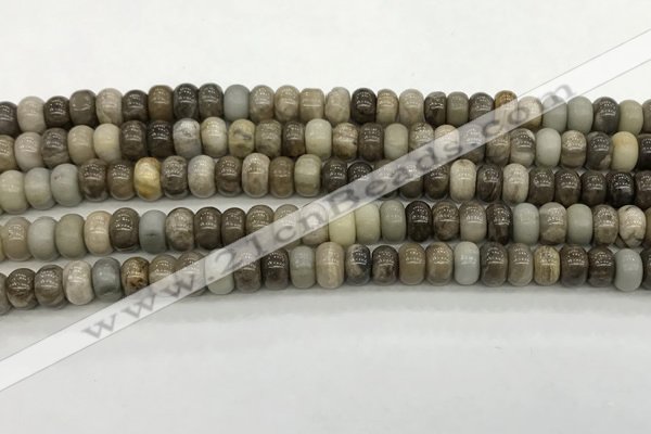 CSL126 15.5 inches 4*6mm rondelle sliver leaf jasper beads