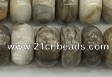 CSL128 15.5 inches 6*10mm rondelle sliver leaf jasper beads