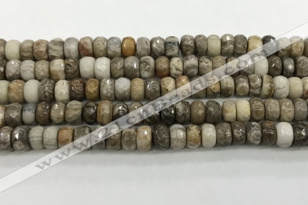 CSL132 15.5 inches 5*8mm faceted rondelle sliver leaf jasper beads