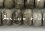 CSL133 15.5 inches 6*10mm faceted rondelle sliver leaf jasper beads