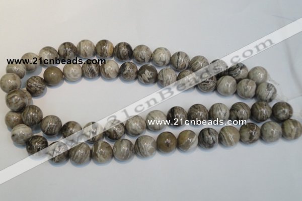 CSL14 15.5 inches 14mm round silver leaf jasper beads wholesale