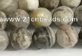 CSL158 15.5 inches 8mm faceted 

round sliver leaf jasper beads