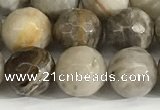 CSL159 15.5 inches 10mm faceted 

round sliver leaf jasper beads