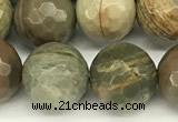 CSL173 15 inches 10mm faceted round silver leaf jasper gemstone beads