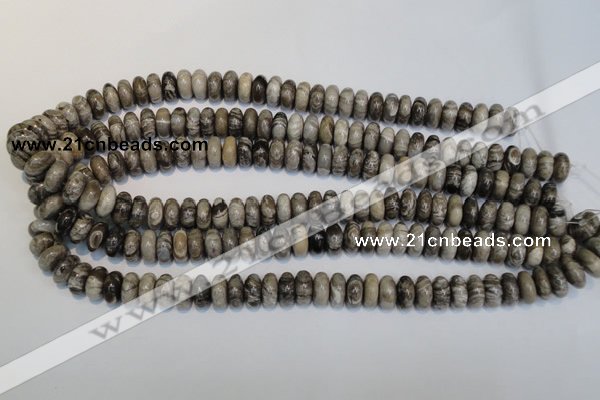 CSL19 15.5 inches 6*12mm rondelle silver leaf jasper beads wholesale