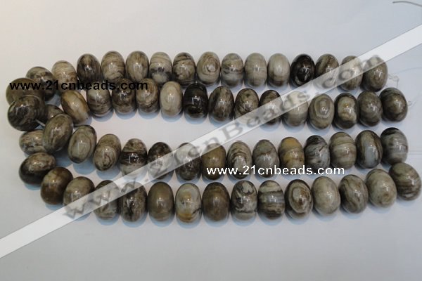 CSL20 15.5 inches 13*20mm rondelle silver leaf jasper beads wholesale