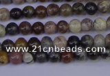 CSL210 15.5 inches 4mm round black silver leaf jasper beads