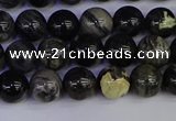 CSL211 15.5 inches 6mm round black silver leaf jasper beads