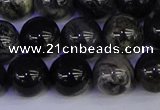 CSL215 15.5 inches 14mm round black silver leaf jasper beads