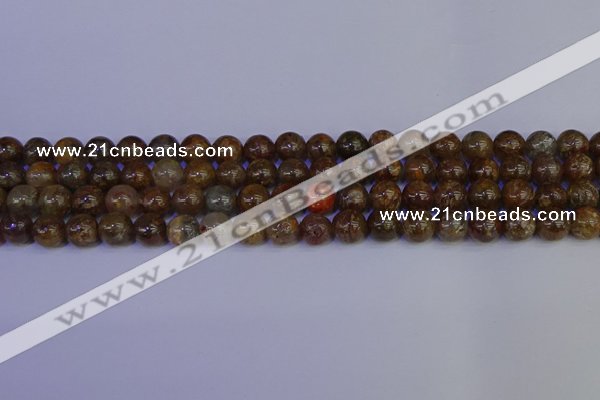 CSL222 15.5 inches 8mm round gold leaf jasper beads wholesale