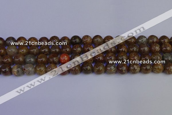 CSL224 15.5 inches 12mm round gold leaf jasper beads wholesale