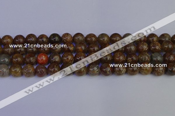 CSL225 15.5 inches 14mm round gold leaf jasper beads wholesale