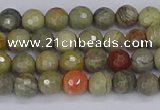 CSL230 15.5 inches 4mm faceted round silver leaf jasper beads