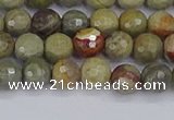 CSL231 15.5 inches 6mm faceted round silver leaf jasper beads