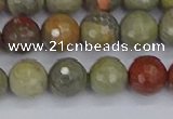 CSL232 15.5 inches 8mm faceted round silver leaf jasper beads