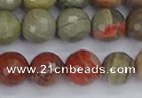 CSL233 15.5 inches 10mm faceted round silver leaf jasper beads