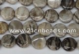 CSL27 15.5 inches 10mm flat round silver leaf jasper beads wholesale