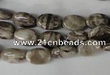 CSL40 15.5 inches 8*12mm oval silver leaf jasper beads wholesale