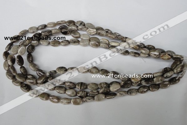 CSL40 15.5 inches 8*12mm oval silver leaf jasper beads wholesale