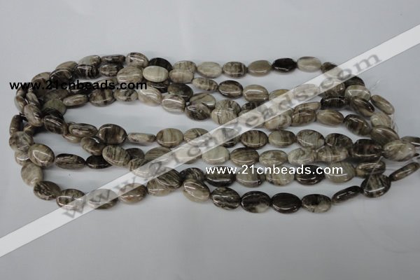 CSL41 15.5 inches 10*14mm oval silver leaf jasper beads wholesale