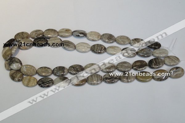 CSL43 15.5 inches 13*18mm oval silver leaf jasper beads wholesale