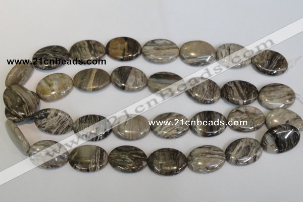 CSL45 15.5 inches 18*25mm oval silver leaf jasper beads wholesale