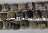 CSL50 15.5 inches 10*10mm square silver leaf jasper beads wholesale