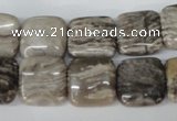 CSL52 15.5 inches 14*14mm square silver leaf jasper beads wholesale