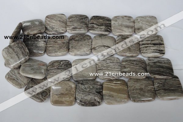 CSL57 15.5 inches 30*30mm square silver leaf jasper beads wholesale