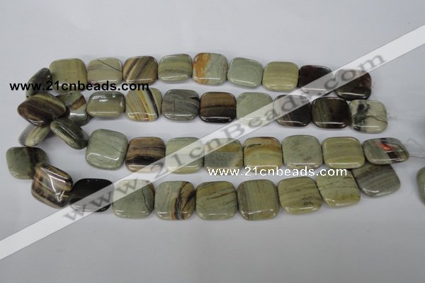 CSL60 15.5 inches 20*20mm square silver leaf jasper beads wholesale