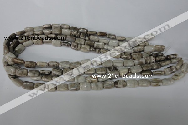 CSL65 15.5 inches 8*12mm rectangle silver leaf jasper beads wholesale