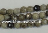 CSL90 15.5 inches 4mm faceted round silver leaf jasper beads wholesale