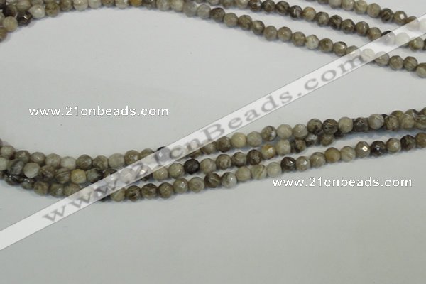 CSL90 15.5 inches 4mm faceted round silver leaf jasper beads wholesale