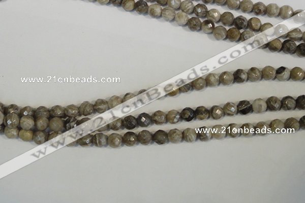 CSL91 15.5 inches 6mm faceted round silver leaf jasper beads wholesale