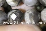 CSL94 15.5 inches 10mm faceted round sliver leaf jasper beads