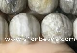 CSL96 15.5 inches 14mm faceted round sliver leaf jasper beads